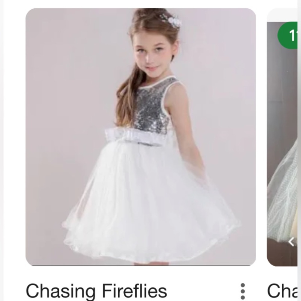 Match? NWT Chasing Fireflies Weaver Girls white silver sequin dress size 4 or 12